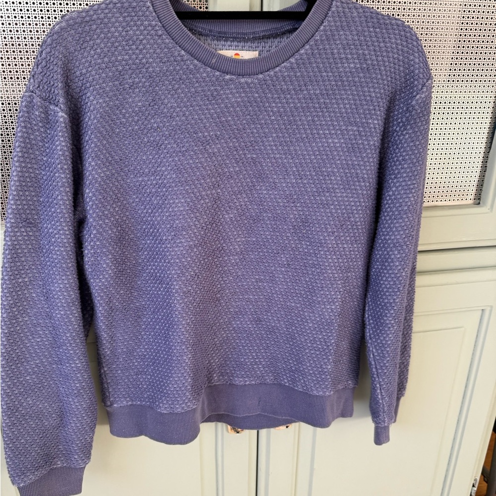 Marine Layer Purple Crewneck Sweater Textured Knit